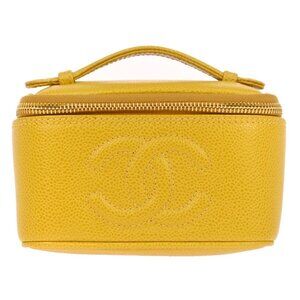 Chanel Yellow Calfskin Vanity Handbag